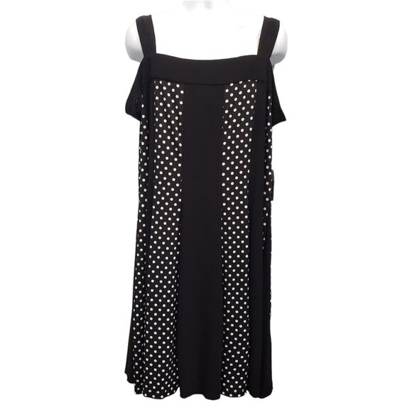 R&M Richards Sleeveless Polka Dot Dress Whimsigoth Pinup B&W Plus Size 3X NEW - Picture 3 of 10